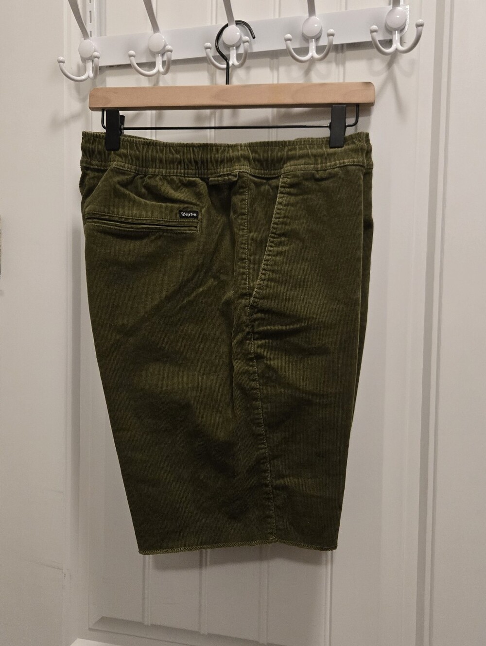 Brixton Olive Corduroy Flat-Front Shorts
